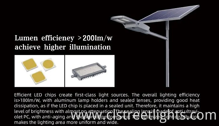 Outdoor Waterproof Integrated All in Two 100W 200W 300W 500W Solar Street Light with Solar Panel for Street